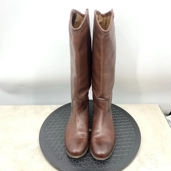 Frye Melissa Button 2 Boots Women Size 10 Shoes Brown Leather Tall Pull On - Picture 2 of 10